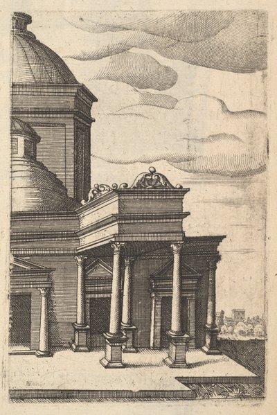 Gedeeltelijk zicht op een gebouw [Templum Veneris] uit de serie 