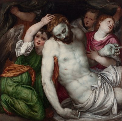 Pietà en engelen door Lambert Sustris