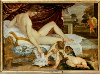 Venus en liefde - Venus en Amor ... door Lambert Sustris