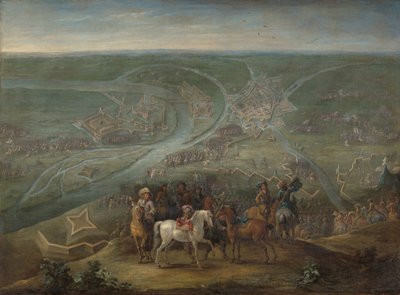 Franse bevelhebbers bij het beleg van Rheinberg, 1672 door Lambert de Hondt (II)