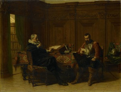 Twee mannen in een zeventiende-eeuws interieur, genaamd 