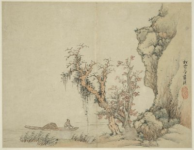 Landschap in de stijl van oude meesters: Songxuezhai Lan Ying door Lan Ying