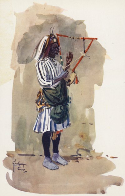 Mensen van Egypte: Dansende neger, Abde Rakes (kleur litho) door Lance Thackeray