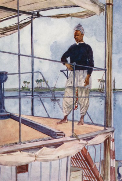 Mensen van Egypte: Nijlzeiler, Bahari (kleur litho) door Lance Thackeray