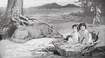 De herder zag dat de wolf voor de kinderen zorgde door Lancelot Speed