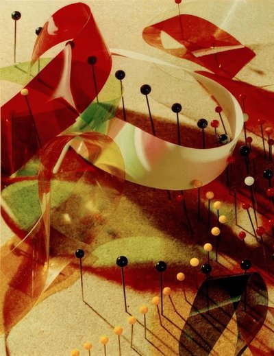 Studie met spelden en linten door Laszlo Moholy Nagy