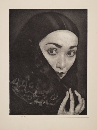 Dame met een sjaal door Laura Knight