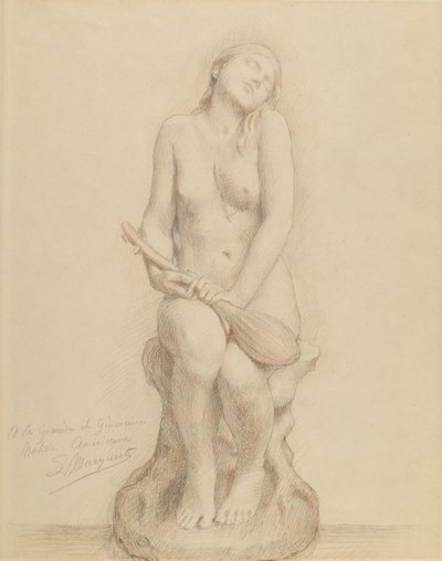 Naaktfiguur met mandoline door Laurent Honore Marqueste