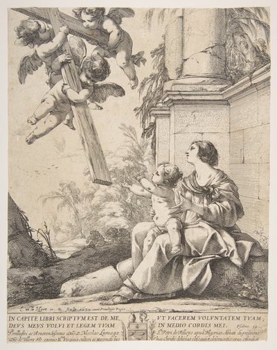 Maagd en kind met engelen, 1639 door Laurent de la Hyre