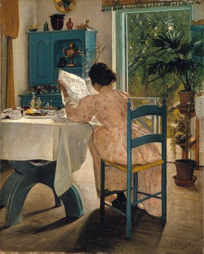 Ontbijt met de Ochtendkrant, 1898 door Laurits Andersen Ring
