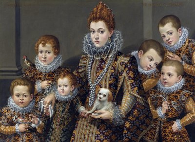 Portret van Bianca degli Utili Maselli met haar zes kinderen (c.1605) door Lavinia Fontana