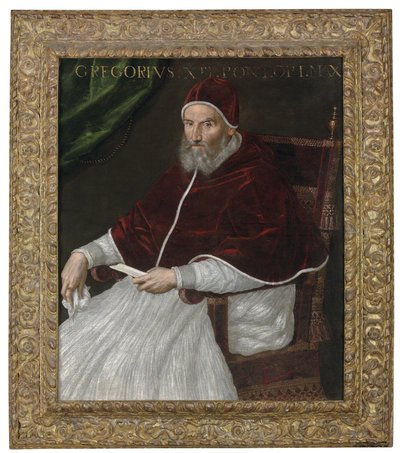 Portret van paus Gregorius XIII, driekwart lengte, zittend door Lavinia Fontana