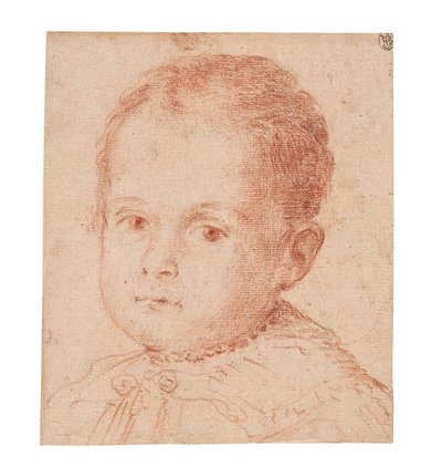 Portretstudie van een kind met een parelketting door Lavinia Fontana