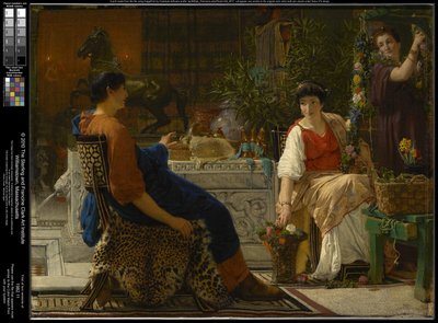 Voorbereidingen voor de feestelijkheden (De bloemenkrans) door Lawrence Alma-Tadema