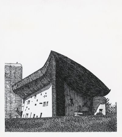 Kapel van Notre Dame du Haut in Ronchamp door Le Corbusier (1887-1965)