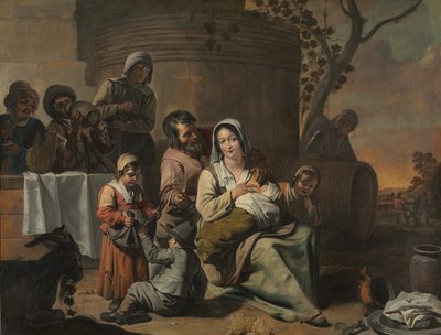 Vintage scène en dansende boerenkinderen schilderij paar, 1650s door Le Nain
