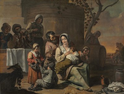 Cirkel van Le Nain - Vintage scène en dansende boerenkinderen (schilderijenpaar), jaren 1650 door Le Nain Brothers