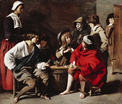 De jonge kaartspelers door Le Nain Brothers
