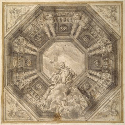 Studie voor de decoratie van een plafond door Lelio Orsi da Novellara