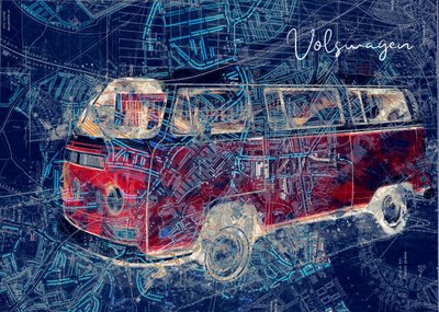 Retro Van City Map door Lembayung senja studio [Vintage Poster]