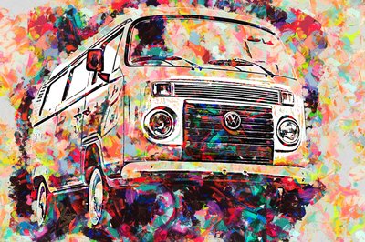 Levendig abstract busje door Lembayung senja studio [Vintage Poster]