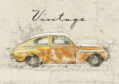 Schets van een oldtimer door Lembayung senja studio [Vintage Poster]