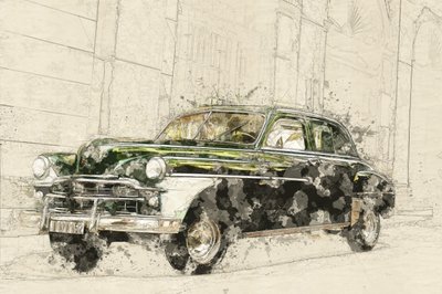 Schetsen van oldtimers door Lembayung senja studio [Vintage Poster]