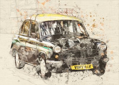 Vintage taxikunst door Lembayung senja studio [Vintage Poster]