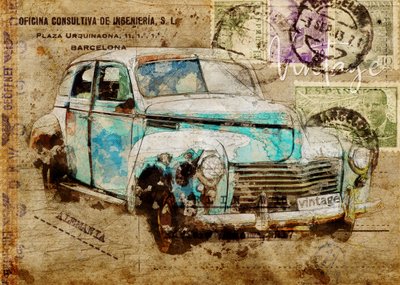 Vintage reisauto door Lembayung senja studio [Vintage Poster]