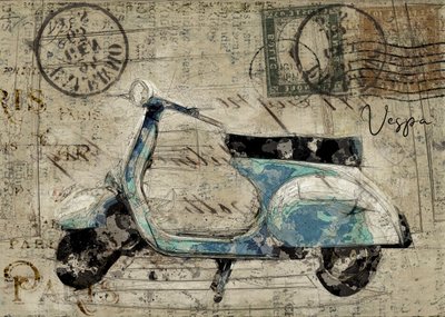 Vintage Vespa-ansichtkaart door Lembayung senja studio [Vintage Poster]