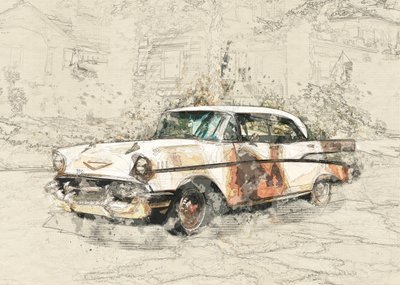 Verweerde oldtimer door Lembayung senja studio [Vintage Poster]