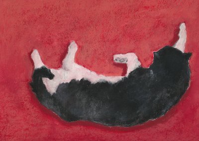 Blije hond op rood door Lena Ru