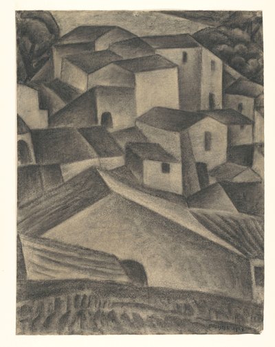 Huizen in een Italiaans dorp door Leo Gestel (signed by artist)