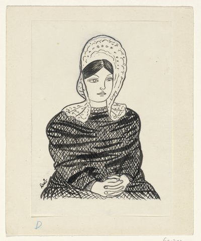 Vrouw in klederdracht door Leo Gestel (signed by artist)