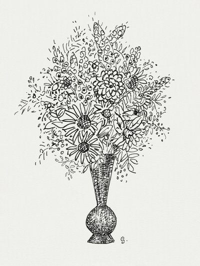 Bloemenvaas (ca. 1891–1941) Tekening in hoge resolutie door Leo Gestel. door Leo Gestel