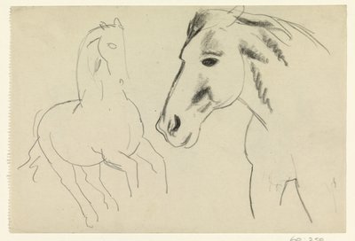 Galopperend paard en paardenhoofd door Leo Gestel