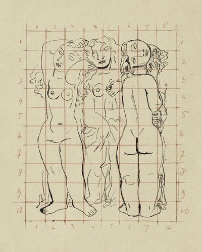 Schets Van Drie Naakte Vrouwen door Leo Gestel