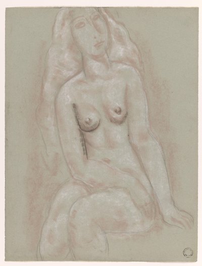 Zittend vrouwelijk naakt door Leo Gestel