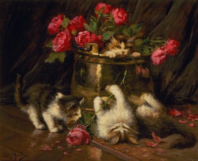 Speelse Kittens door Leon Charles Huber