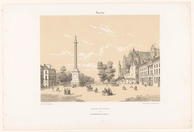 Zicht op de Place Maréchal-Foch en de Cours Saint-Pierre in Nantes door Leon Auguste Asselineau
