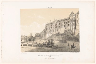 Zicht op de façade van koning Frans I van het Kasteel van Blois door Leon Auguste Asselineau