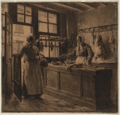 Interieur van een Slagerij, c. 1881 door Leon Augustin Lhermitte