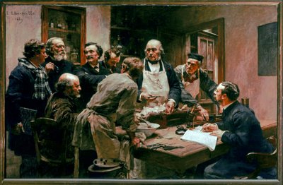 Une Lecon De Claude Bernard (olieverf op doek) door Leon Augustin Lhermitte