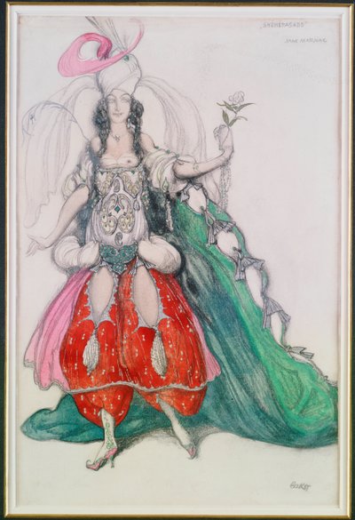 Kostuumontwerp voor Jane Marnac als Zobeide uit "Scheherazade" door Leon Bakst