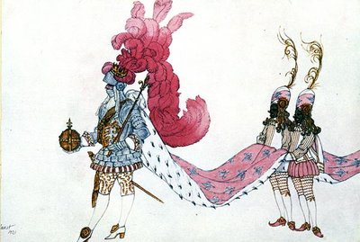 Kostuumontwerp voor de Koning met Zijn Pages, uit Doornroosje door Leon Bakst