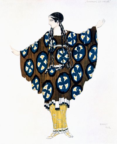 Kostuumontwerp voor een Ballets Russes productie van Ravels Daphnis et Chloe, 1912 door Leon Bakst