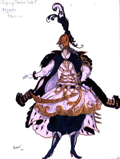 Kostuumontwerp voor een Mazurka (Heer), uit Doornroosje door Leon Bakst