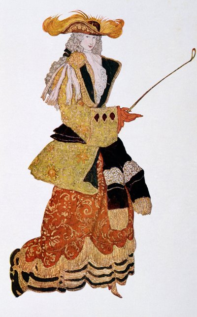Kostuumontwerp voor de markiezin op jacht, uit Doornroosje, 1921 door Leon Bakst
