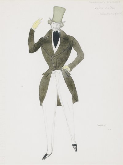 Kostuumontwerp voor het ballet Carnaval door R. Schumann door Leon Bakst