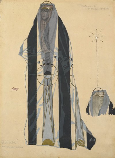 Kostuumontwerp voor het ballet Istar door Bohuslav Martinu, ca. 1922 door Leon Bakst